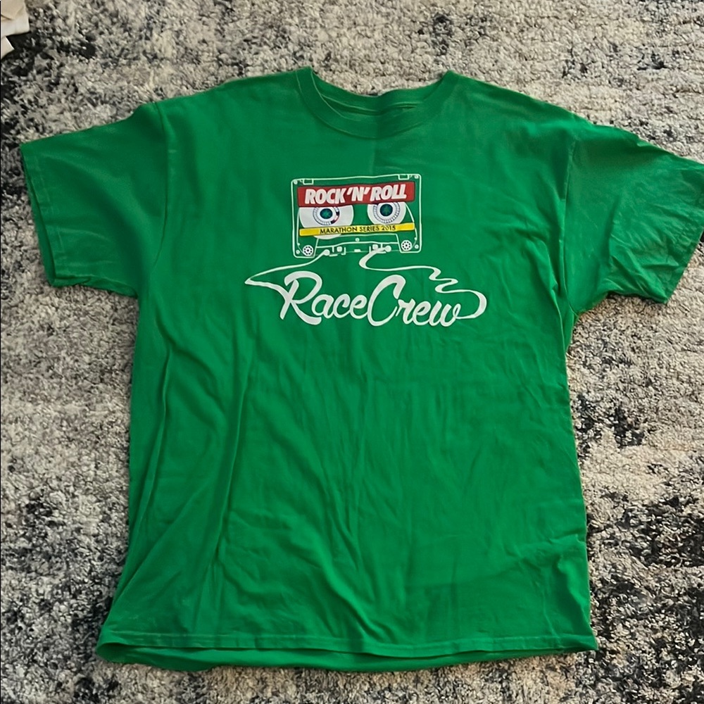 Green and White Race Crew Short Sleeve Tee